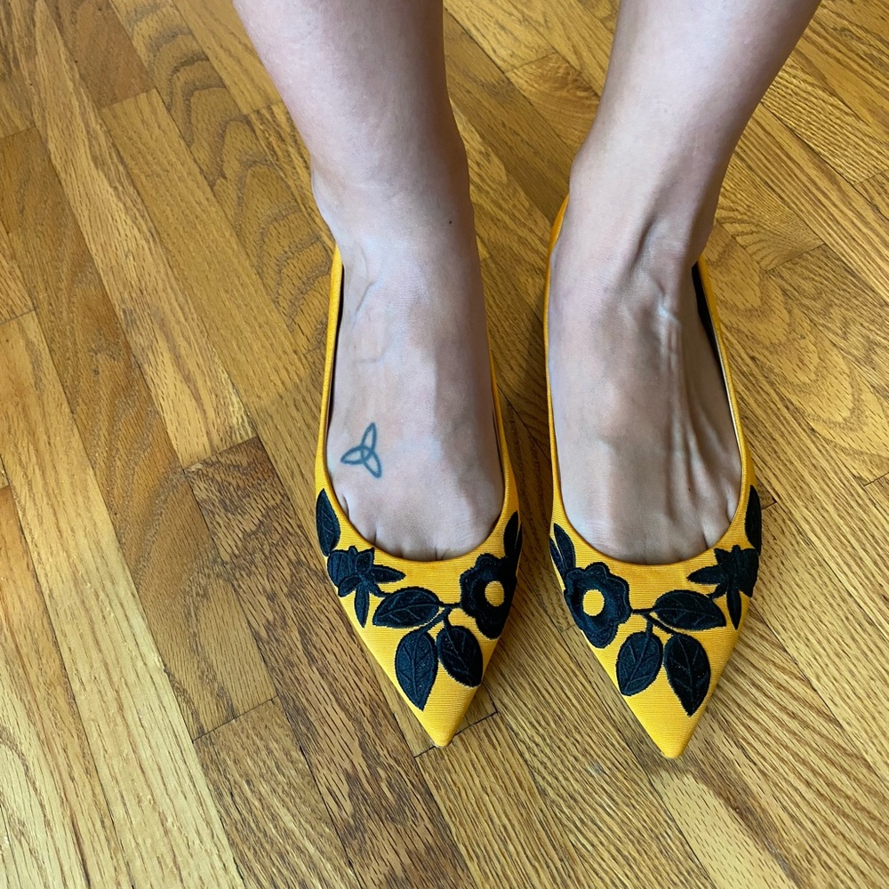 J. Crew floral embroidered pointed flats